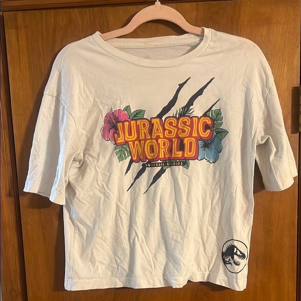 White Jurassic World Crop T-Shirt